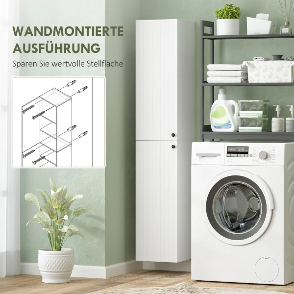 Wandgemonteerde badkamerkast, gelakte oppervlakte, 6 planken, mdf, wit 5