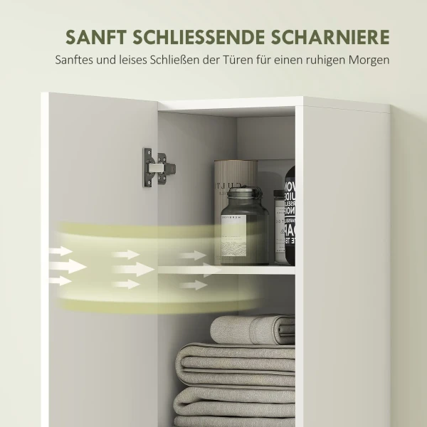 Wandgemonteerde badkamerkast, gelakte oppervlakte, 6 planken, mdf, wit 6