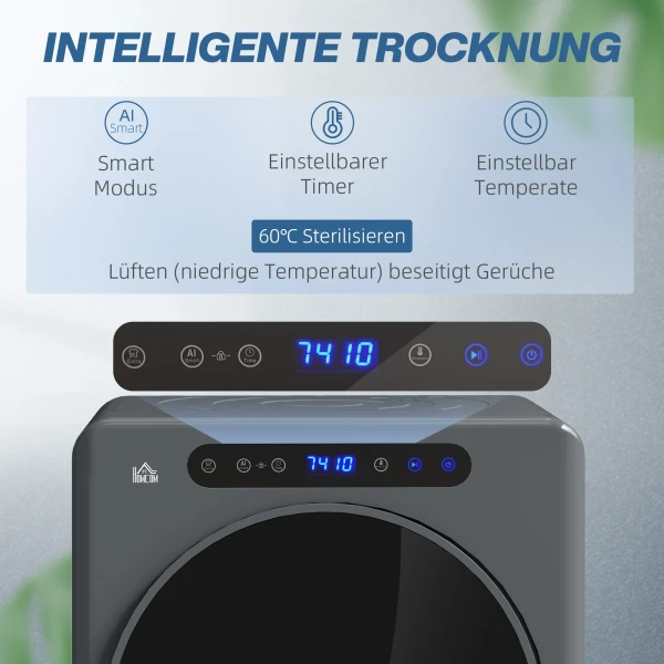Wasdroger, 6 programma's, 40 60℃, 4 kg capaciteit, compact, touch bediening, grijs 5