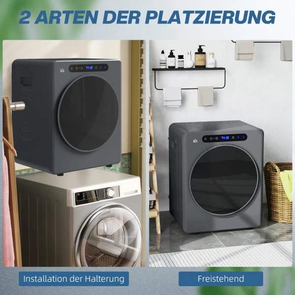 Wasdroger, 6 programma's, 40 60℃, 4 kg capaciteit, compact, touch bediening, grijs 8