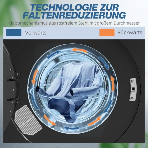 Wasdroger, 6 programma's, 40 60℃, 4 kg capaciteit, compact, touch bediening, zwart 7