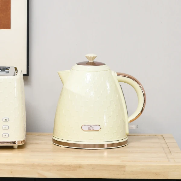 Waterkoker, 2200w, kijkvenster, filter, snelkoker, beige 10