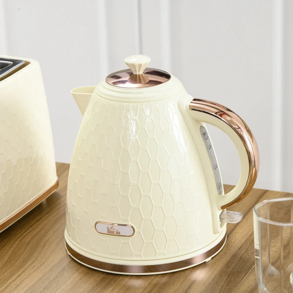 Waterkoker, 2200w, kijkvenster, filter, snelkoker, beige 2