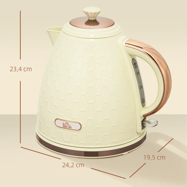 Waterkoker, 2200w, kijkvenster, filter, snelkoker, beige 4