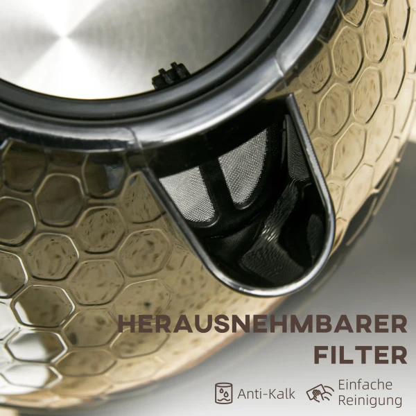 Waterkoker, 2200w, kijkvenster, filter, snelkoker, zwart 8