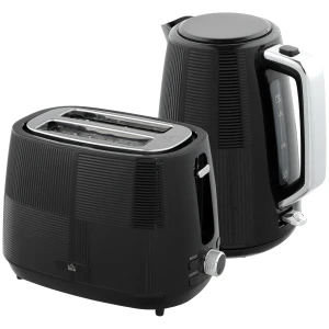 Waterkoker en broodrooster set, 1,7 l, verschillende functies, roestvrij staal, zwart 1