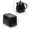Waterkoker en broodrooster set, 1,7 l, verschillende modi, led indicatoren, zwart 4