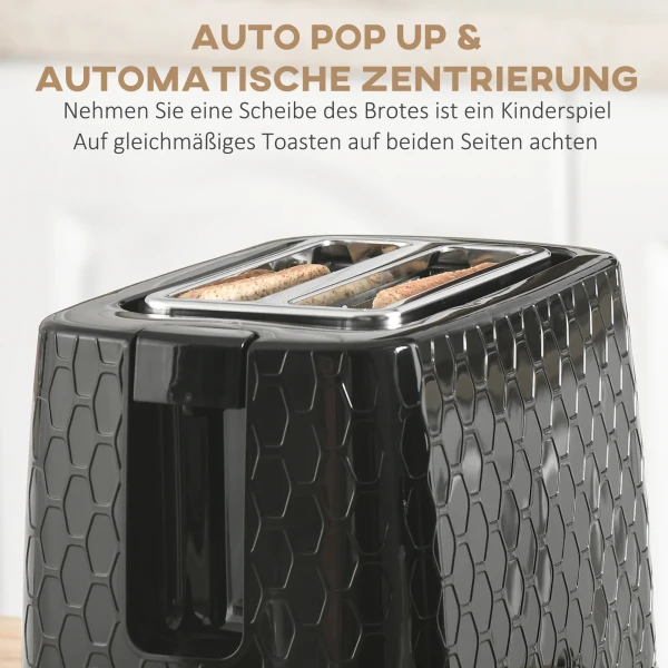 Waterkoker en broodrooster set, 1,7 l, verschillende modi, led indicatoren, zwart 7
