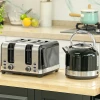 Waterkoker en broodrooster set, 7 bruiningsniveaus, 1,7 l, kunststof, roestvrij staal, zwart 2