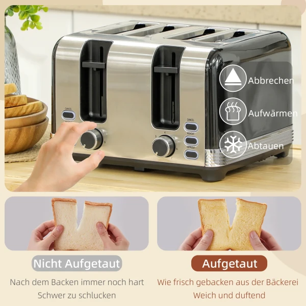 Waterkoker en broodrooster set, 7 bruiningsniveaus, 1,7 l, kunststof, roestvrij staal, zwart 6