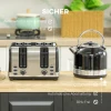 Waterkoker en broodrooster set, 7 bruiningsniveaus, 1,7 l, kunststof, roestvrij staal, zwart 8