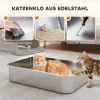 Xxl roestvrijstalen kattenbak met klapdeksel, kattenbak met schep, voor grote katten tot 12 kg, makkelijk te reinigen 5