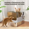 Xxl roestvrijstalen kattenbak met klapdeksel, kattenbak met schep, voor grote katten tot 12 kg, makkelijk te reinigen 7