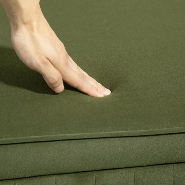 Zitbank met klapdeksel en opbergruimte, stoffen bekleding, hout, metaal, donkergroen+goudkleurig 10