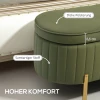 Zitbank met klapdeksel en opbergruimte, stoffen bekleding, hout, metaal, donkergroen+goudkleurig 5
