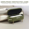 Zitbank met klapdeksel en opbergruimte, stoffen bekleding, hout, metaal, donkergroen+goudkleurig 7