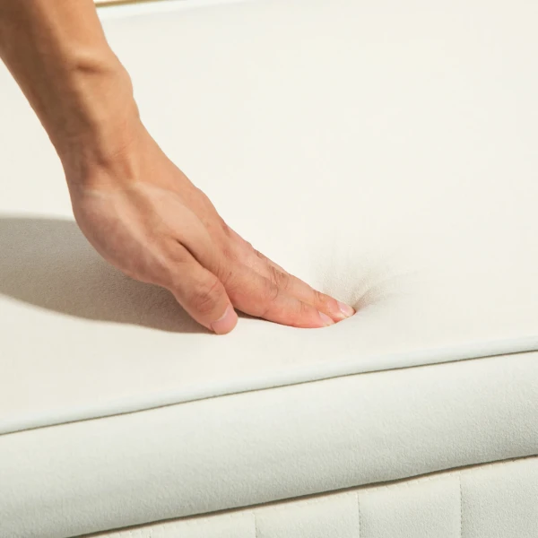 Zitbank met klapdeksel en opbergruimte, stoffen bekleding, metaal, crèmewit+goudkleurig 10