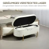 Zitbank met klapdeksel en opbergruimte, stoffen bekleding, metaal, crèmewit+goudkleurig 7