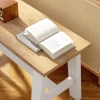 Zitbank voor 2, houten bank in eikenlook, stabiliserende dwarsbalk, voor woonkamer, eetkamer, hal, rubberhout, wit 10
