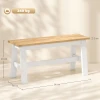 Zitbank voor 2, houten bank in eikenlook, stabiliserende dwarsbalk, voor woonkamer, eetkamer, hal, rubberhout, wit 4