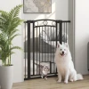 106 cm hoog huisdierhek met aanpasbare breedte, geïntegreerde kattendeur, voor trappen en deurkozijnen, zwart 2