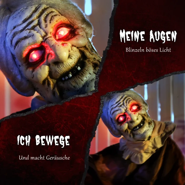150 cm halloween decoratie halloween heks met led verlichting, geluidsfunctie verstelbare armen, hoofd 5