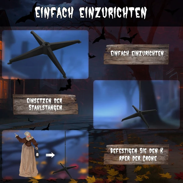 150 cm halloween decoratie halloween heks met led verlichting, geluidsfunctie verstelbare armen, hoofd 8
