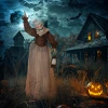 150 cm halloween decoratie halloween heks met led verlichting, geluidsfunctie verstelbare armen, hoofd 9