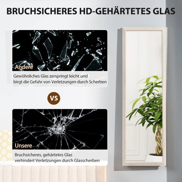 160 x 50 cm volledige lichaamsspiegel, veelzijdig te gebruiken, rechthoekig ontwerp met frame, wit 8