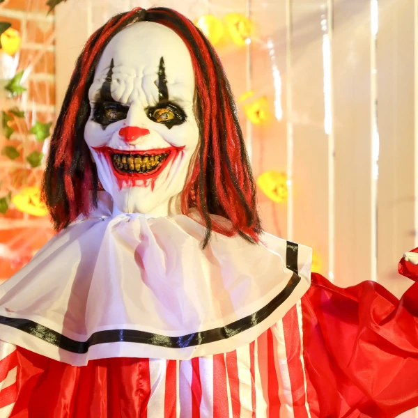 165 cm halloween decoratie halloween clown met led verlichting, geluidsfunctie lichaamseffect 10