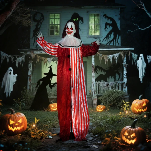 165 cm halloween decoratie halloween clown met led verlichting, geluidsfunctie lichaamseffect 2
