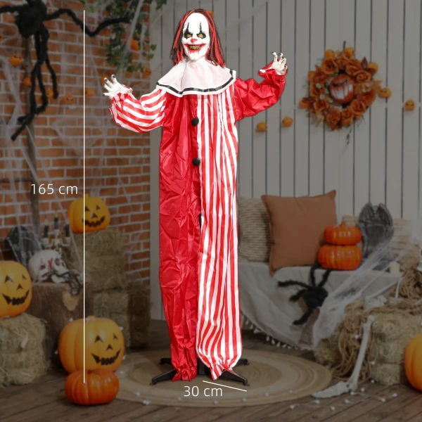 165 cm halloween decoratie halloween clown met led verlichting, geluidsfunctie lichaamseffect 4