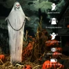 183cm halloween decoratie halloween magere hein met led verlichting, geluidsfunctie, voordeur decoratie met verstelbare armen, hoofd, tuin decoratiefiguur op ware grootte voor feest 7