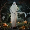 183cm halloween decoratie halloween magere hein met led verlichting, geluidsfunctie, voordeur decoratie met verstelbare armen, hoofd, tuin decoratiefiguur op ware grootte voor feest 9