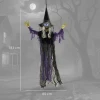 183cm halloween decoratie hangende halloween heks met led verlichting, geluidsfunctie verstelbare armen, mond 4