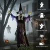 183cm halloween decoratie hangende halloween heks met led verlichting, geluidsfunctie verstelbare armen, mond 8