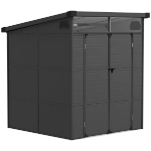 1,9 x 1,9 m tuinschuur, kunststof gereedschapsschuur, afsluitbare deuren, 2 ventilatieopeningen, donkergrijs 1