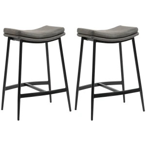 2 delige set barkrukken, gestoffeerde zitplaatsen, stalen frame, 120 kg draagvermogen, grijs 1
