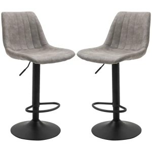 2 delige set barkrukken in retrodesign, inclusief voetensteun, in hoogte verstelbaar, gaslift, grijs + zwart 1