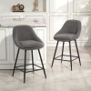 2 delige set barkrukken met corduroy bekleding en stalen poten, gestoffeerde stoelen voor keukeneiland, eetkamer, grijs 2