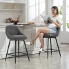 2 delige set barkrukken met corduroy bekleding en stalen poten, gestoffeerde stoelen voor keukeneiland, eetkamer, grijs 9