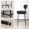 2 delige set barkrukken met gestoffeerde zitting en voetensteun, fleece hoes, metalen frame, zwart 7
