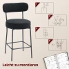 2 delige set barkrukken met gestoffeerde zitting en voetensteun, fleece hoes, metalen frame, zwart 8
