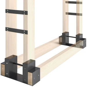 2 delige set haardhoutrek voor binnen 33,5 x 10 x 15,5cm brandhoutrek met verstelbare lengte metaal zwart 1