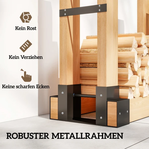 2 delige set haardhoutrek voor binnen 33,5 x 10 x 15,5cm brandhoutrek met verstelbare lengte metaal zwart 7