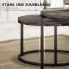 2 delige set ronde salontafels, stapelbare bijzettafels met metalen frame, woonkamertafel in marmerlook, koffietafel, grijs 7