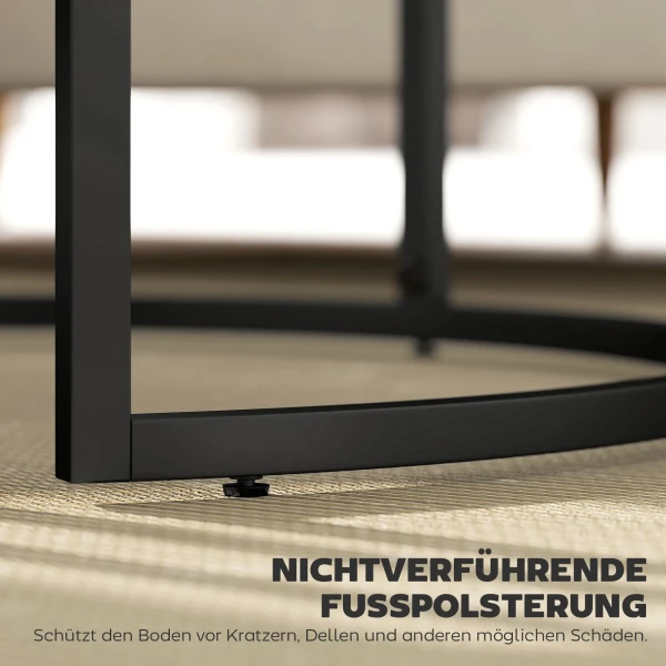 2 delige set ronde salontafels, stapelbare bijzettafels met metalen frame, woonkamertafel in marmerlook, koffietafel, grijs 8