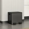 2 x 15 l dubbele vuilnisbak, pedaalopening, makkelijk te reinigen, roestvrij staal, kunststof, zwart 2
