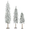 3 delige set kunstmatige met sneeuw bedekte dennenbomen, 3 maten, metalen standaard, vlamvertragend, kunststof, groen+wit 1