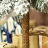3 delige set kunstmatige met sneeuw bedekte dennenbomen, 3 maten, metalen standaard, vlamvertragend, kunststof, groen+wit 10